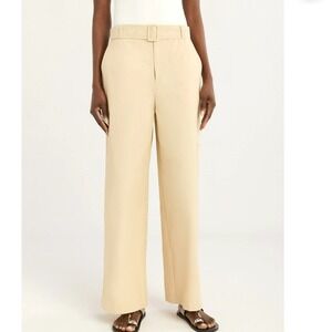 Scoop‎ Women's Belted Wide-Leg Trouser Pants Khaki Twill Size 8 Mid Rise NWT